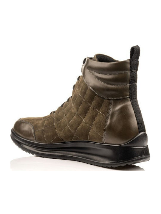 Leather Khaki Men's Boots