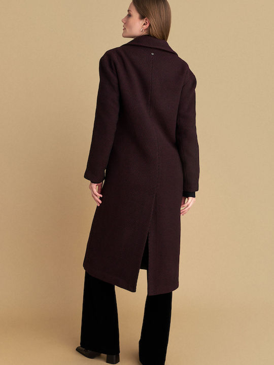 Women's Coat Red with Buttons