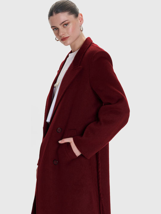 Women's Red Coat with Belt