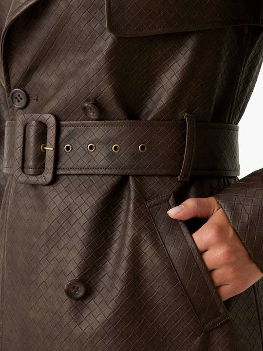 Leder Damen Brown Mantel