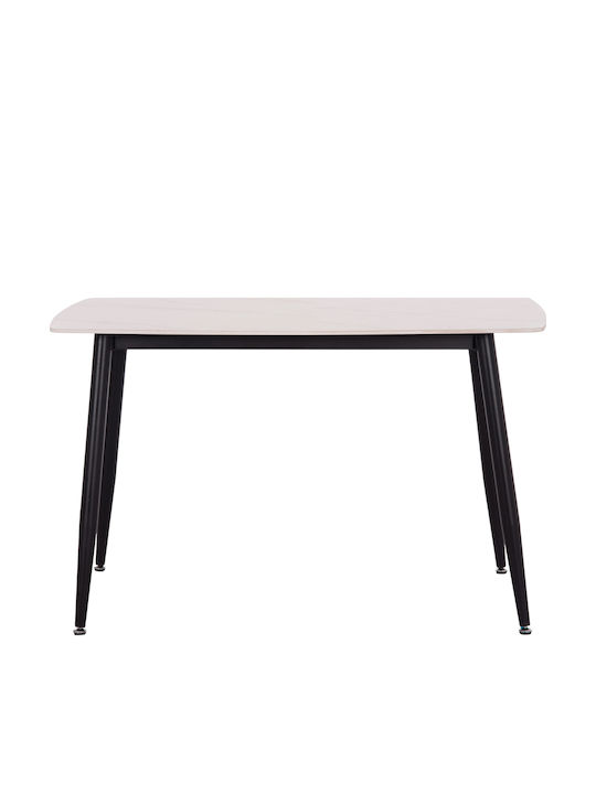 Rav Table Dining Room with Ceramic Surface Marble White, Black 120x70x75cm