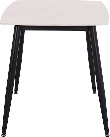 Rav Table Dining Room with Ceramic Surface Marble White, Black 120x70x75cm