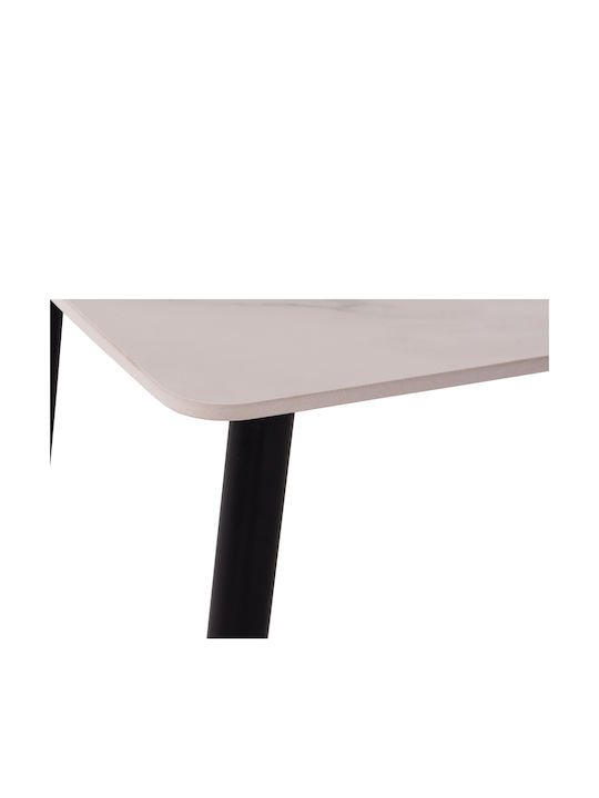 Rav Table Dining Room with Ceramic Surface Marble White, Black 120x70x75cm