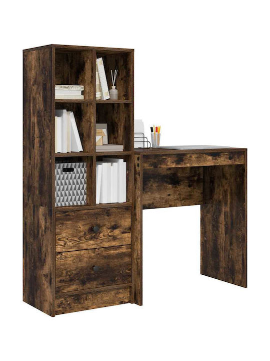 Desk Wooden with Bookshelf Smoked Oak 70x40x76cm