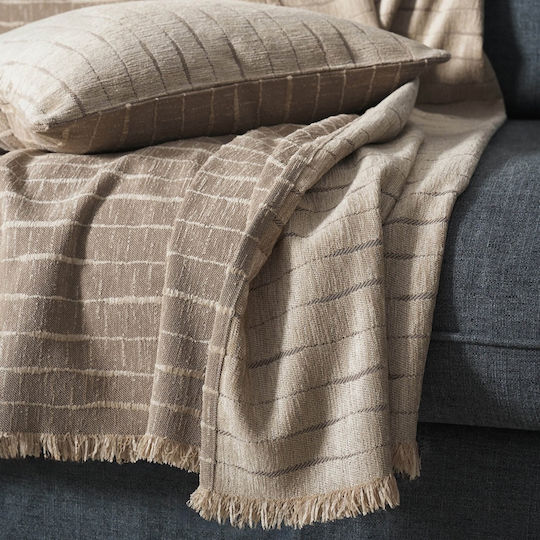 Gofis Home Beige Zweisitzer-Sofa Überwurf Jacquard 180x250cm