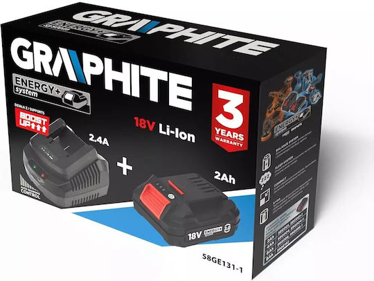 Graphite Σετ Μπαταρίας Λιθίου Χωρητικότητας 2Ah 18V με Φορτιστή Energy+