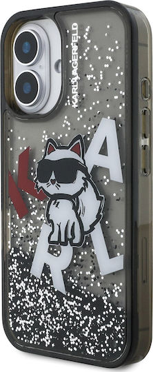 Karl Lagerfeld Liquid Glitter Umschlag Rückseite Kunststoff / Silikon Schwarz (iPhone 16)