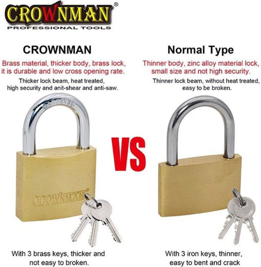 Crownman Bronze Padlock Brass with Key 30mm 1pcs