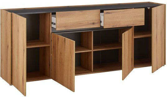 Sideboard Elbsori 118 Wooden with Drawers Anthracite, Oak 40x86x86cm