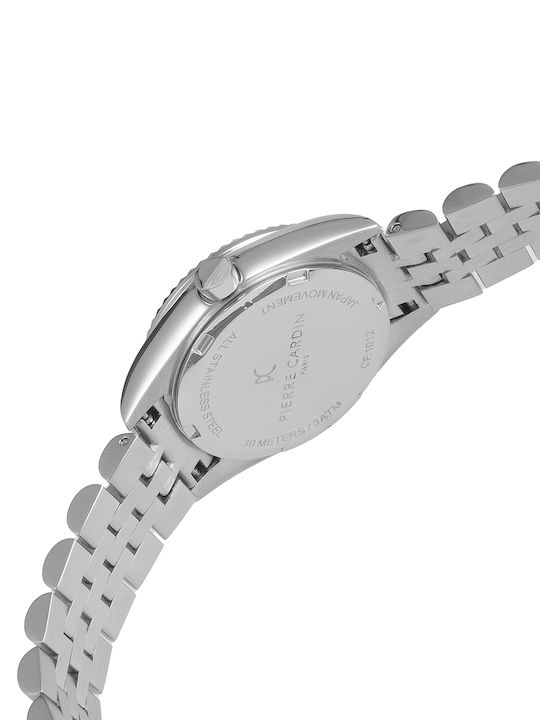 Pierre Cardin Γυναικείο Ρολόι 28mm Μπαταρίας με Ασημί Μεταλλικό Μπρασελέ