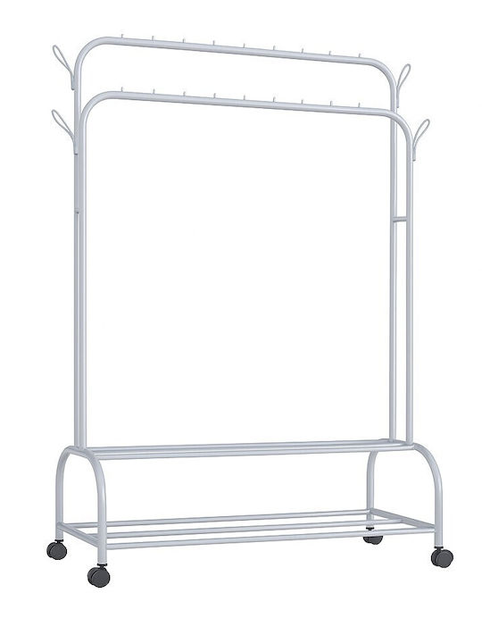 Next Wheeled Floor Garment Rack made of Metal White 80x51x160cm