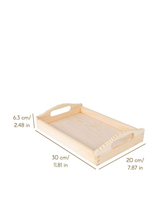 Creative Дърво Поднос за сервиране с Дръжки в Бежов Цвят 30x20x6.3см JAN-CD-TRAY-S 1бр