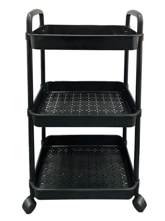 TnS Metallic Kitchen Trolley 3 Tiers Black 46x26x100cm