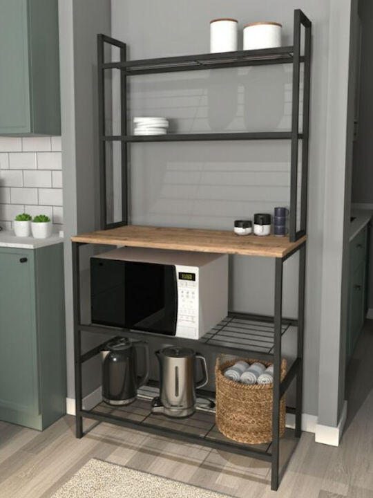 Megapap Mulligan Metallic Kitchen Rack 5 Tiers Black 81x40.5x160cm