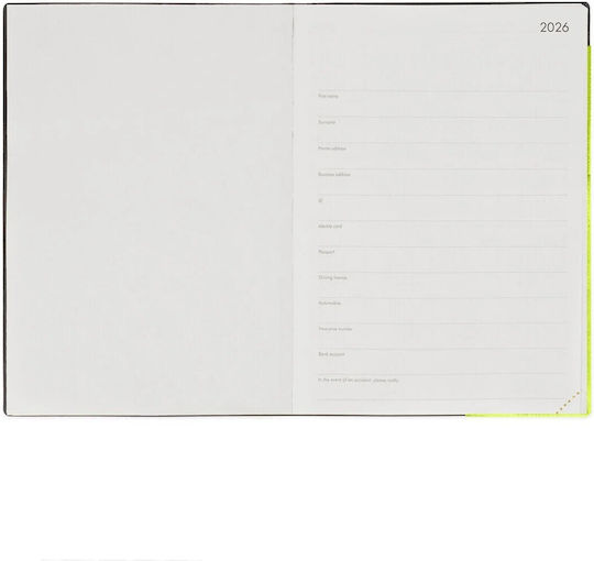 Daily Diary 12 Months Large With Notebook 2026 Chartreuse Ag2612068 Legami
