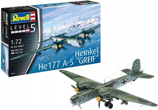 Revell Planes Series Heinkel He177 A-5 Greif Modeling Figure Airplane 234 Pieces in Scale 1:72 30.3x43.2cm.