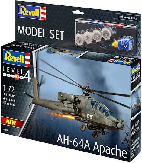 Revell Φιγούρα Μοντελισμού Ελικόπτερο AH-64A Apache 71 Κομματιών σε Κλίμακα 1:72 21x20.1εκ.