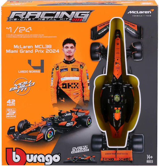 Bburago F1 Kit Mclaren Mcl38 Helmet #4 Norris 1:24 Scale Model Car