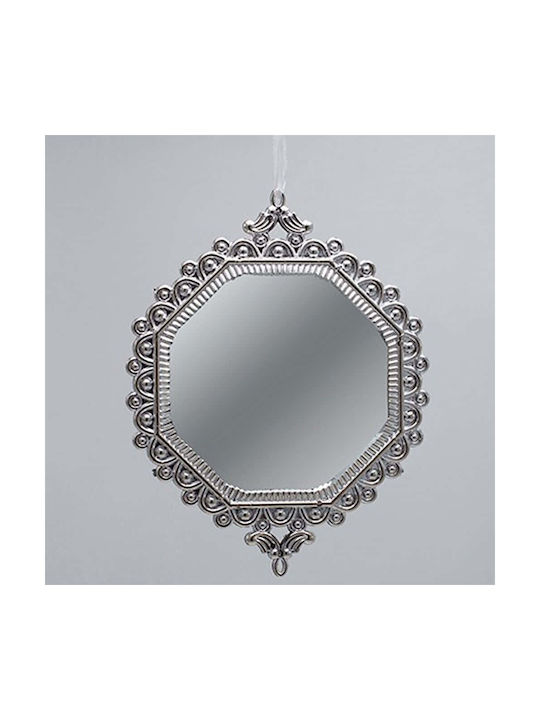 Στολίδι Καθρέφτης Ασημί 12x15.5cm