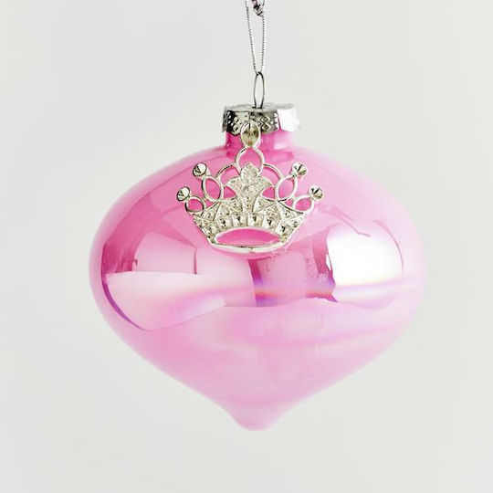 Set Hängende Weihnachtsbaumschmuck Diademe Glasartig Rosa 24x5x10cm 4Stücke