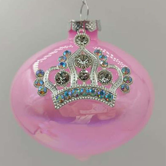 Set Hängende Weihnachtsbaumschmuck Diademe Glasartig Rosa 24x5x10cm 4Stücke