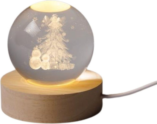 Illuminated Ball 6cm Christmas Design Snowmen Christmas Tree USB 6 Warm White SMD LED Base 7cm Power Extension 70cm IP20 Eurolamp 600-47058