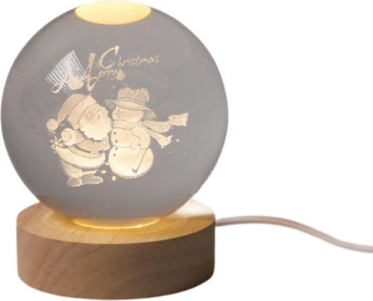 Illuminated Ball 8cm Christmas Figure Snowman Santa Claus USB 6 Warm White SMD LED Base 7cm Power Extension 70cm IP20 Eurolamp 600-47064