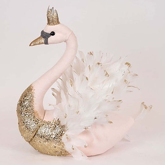 Eurolamp Samt-Schwan Rose Gold Glitter 27x22x28cm