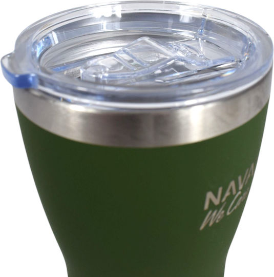 Nava Pahar Termos Oțel inoxidabil / Plastic Fără BPA 360ml Dark green cu Pai