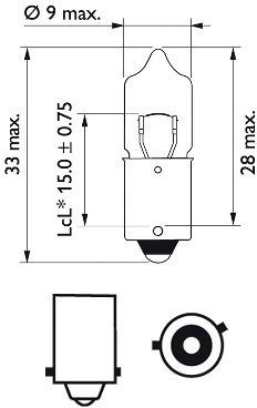 Set of 2 Car Bulbs 12V H6W BAx9S Vision Philips