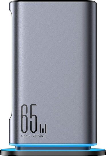 Joyroom Зарядна станция GaN с 2 USB-A и 4 USB-C порта, 65 W Power Delivery, в Сив цвят (JR-TCM02 UK Socket)