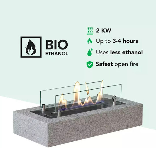 Xaralyn Indoor Desktop Bioethanol Fireplace Gray 26x53x10.5cm
