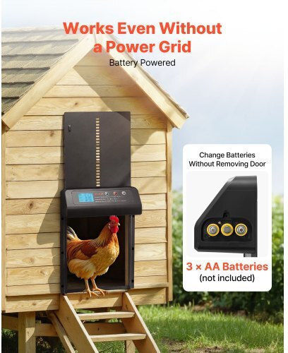 Automatic Chicken Coop Door Vevor Chicken Coop Door Battery Timer Manual Adjustment Anti-Pinch Safety Durable Aluminum Alloy Automatic Door Opener Chick Run Waterproof Seal Black