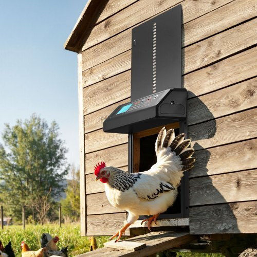 Automatic Chicken Coop Door Vevor Chicken Coop Door Battery Timer Manual Adjustment Anti-Pinch Safety Durable Aluminum Alloy Automatic Door Opener Chick Run Waterproof Seal Black
