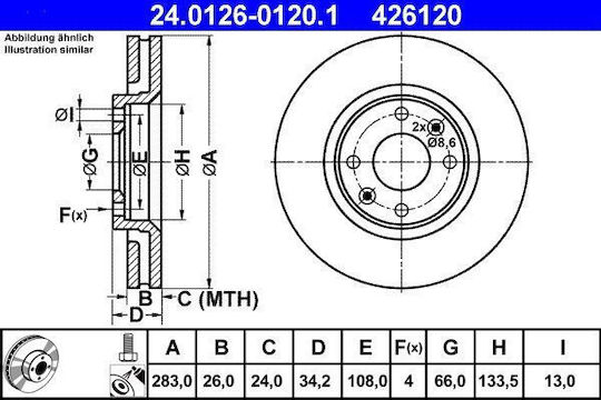 Citroen Berlingo B9 Bremsscheibe Ate 24012601201