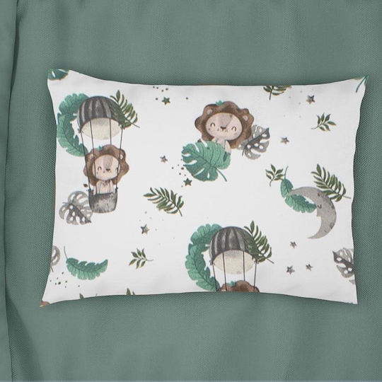 Fășă pentru pernă de bebeluș Bebe Lion 534 35x45 verde din bumbac 100%