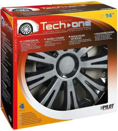 Caravelshop Σετ Τάσια Αυτοκινήτου Avera 14" 4τμχ Ασημί