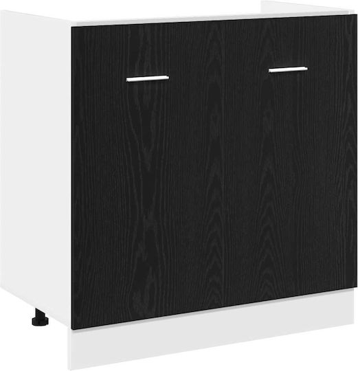 Ντουλάπι Νεροχύτη Μαύρη Δρυς 80x46x81.5εκ.