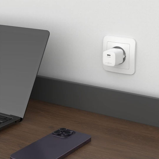 Fixed Ladegerät mit USB-C Anschluss und Kabel USB-C - USB-C 20W Stromlieferung Weißs (Mini)