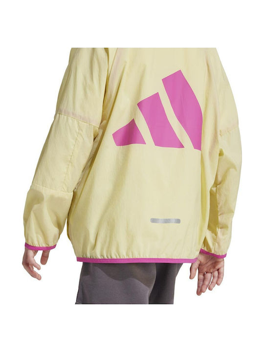 Kids' Sports Jacket Windproof with Hood Yellow