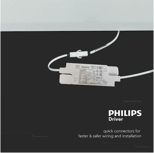 V-TAC Τετράγωνο Χωνευτό LED Panel 40W με Φυσικό Λευκό Φως 4000K 60x60εκ.