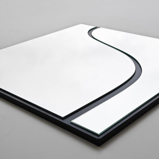 Wall Mirror Black Frame Curved Design 70x70cm