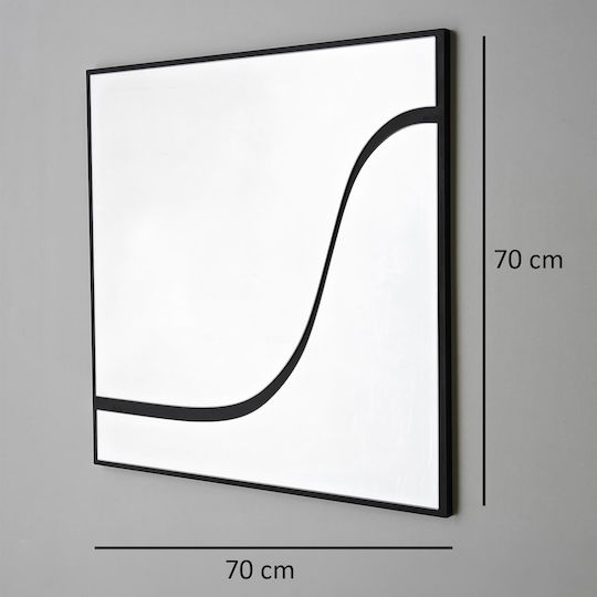 Wall Mirror Black Frame Curved Design 70x70cm