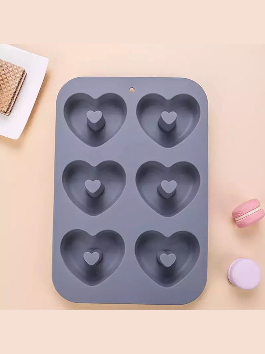 Silicone Bakeware Tins & Trays 6 Heart Donuts Turquoise