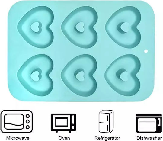 Formă din Silicon 6 Inimii pentru Donuts Σομόν