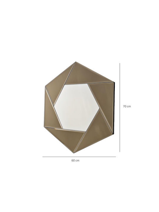 Oglindă De Perete Hexagonală Bronz Detalii 60x70 Cm