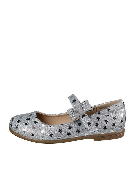 Kids Ballerinas with Hoop & Loop Closure Silver