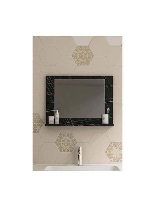 Schwarzer Badezimmerspiegel mit Regal – 60x45 cm