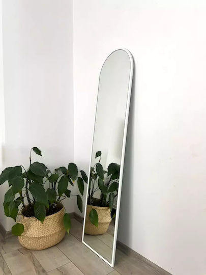 SteweHome Arched Floor Mirror with White Metal Frame 160x40cm