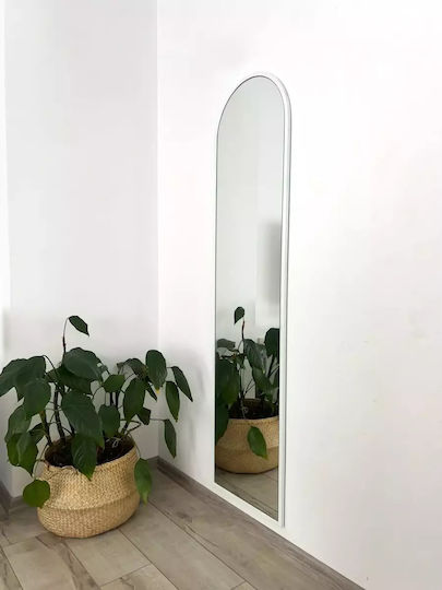 SteweHome Arched Floor Mirror with White Metal Frame 160x40cm